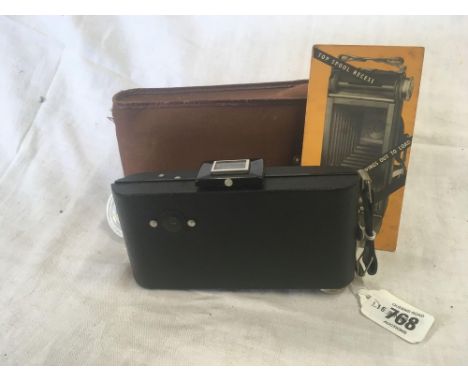 VINTAGE SIX - 20 FOLDING BROWNIE CAMERA WITH YELLOW FILTER, CASE &amp; INSTRUCTIONS