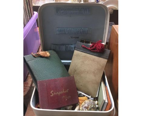 VANITY CASE OF OLD PHOTO'S, SHELLS &amp; THEATRE PROGRAMMES ETC