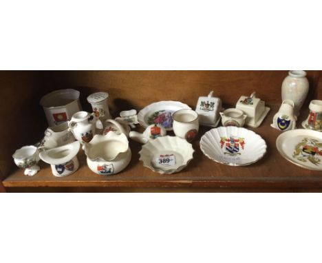 SHELF OF CRESTED WARE