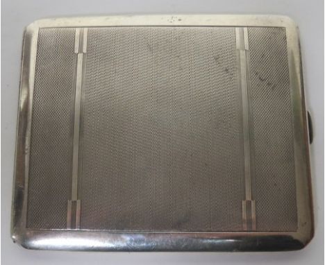 Mappin and Webb silver cigarette case with engine turned design, hallmarked for Birmingham, 1909, weight 3.5ozt