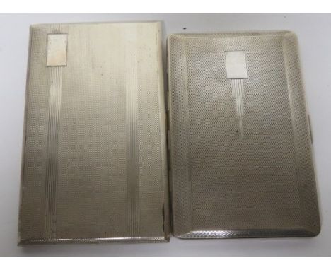 Silver cigarette case, hallmarked for Birmingham, 1945, weight 7ozt, together with an EPNS cigarette case, both with engine t