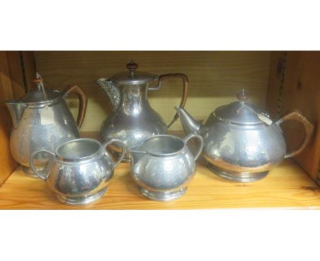 Five piece Pewter tea service