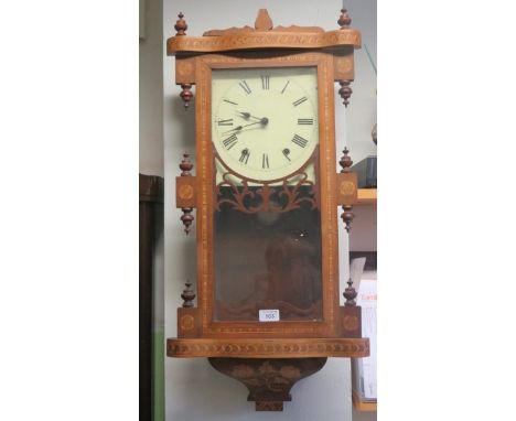 Vienna regulator wall clock with inlay to the case, and Roman Numeral dial
