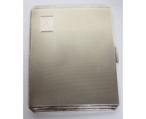 Silver cigarette case with engine turned design, hallmarked for Birmingham, 1946, weight 5ozt