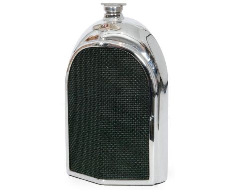 A Bentley chromed radiator hip flask by Ruddspeed Ltd, No 909777, height 20.5cm