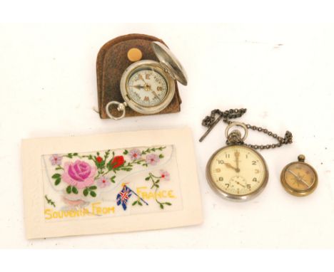 A World War Two military crown wind pocket watch by Grana with Swiss movement, black and red Arabic numerals to the dial, the