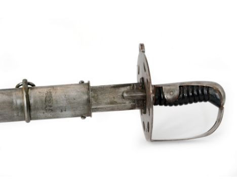 Amended description - A British light cavalry officer's sabre, the 88cm blade engraved JJ Runkel and the steel scabbard stamp