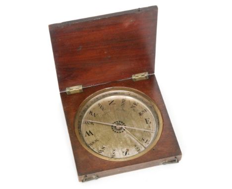 A 19th Century compass by Dollond London with recessed dial into a mahogany case, diameter 20cm, case width 22.5cm.