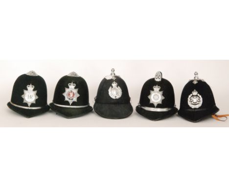 A two section blue cloth West Midlands policeman's helmet, another for Worcester City police, also Warwickshire, South Wales 
