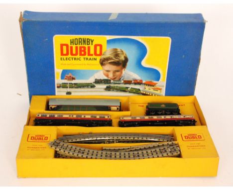 A Hornby Dublo EDP15 passenger train set to include a 4-6-2 Silver King locomotive and tender with three coaches and rails, b
