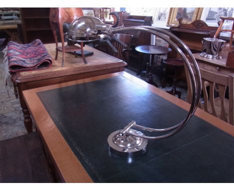 A large plated desk lamp on circular base - Height 58cm