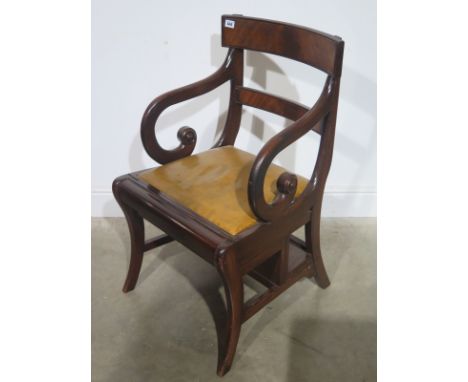 A mahogany metamorphic library step/armchair, late 20th century, Regency style after the design by Morgan & Sanders - Height 