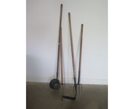 Four vintage wooden handled tools