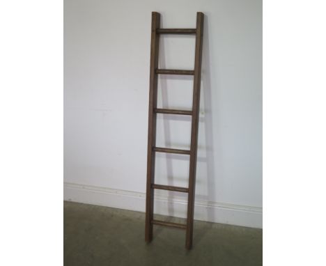 A small six rung ladder, waxed - for decorative use - Height 139cm