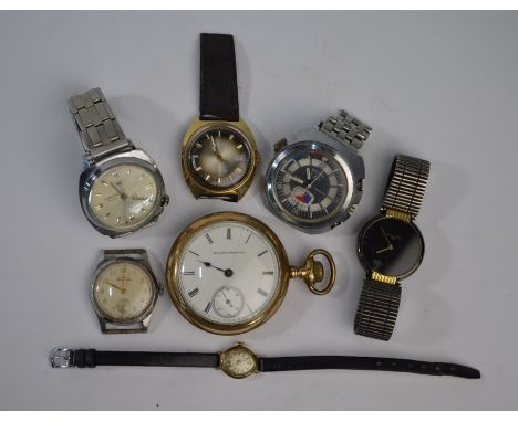 A lady's 9ct gold Accurist wristwatch with 21-jewel Swiss movement, London 1963, to/w a US gilt metal pocket watch, five othe
