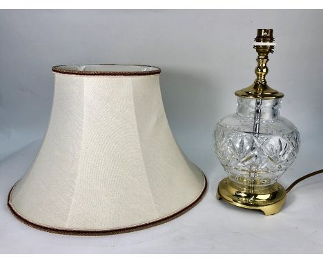 A &nbsp;Waterford crystal lamp with silk shade, 30 cm high to top of light fitting (2)Table lamp in good condition - no chips