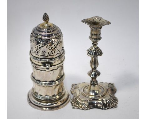 A late Victorian Britannia standard silver caster in the Jacobean manner, Nathan & Hayes, Chester, 1895, 5.5 oz, 14 cm high t