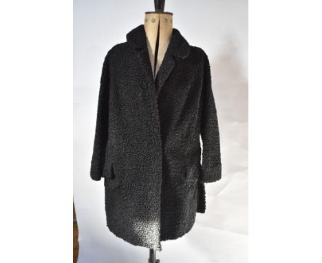 A vintage Hickleys, Southampton/Winchester Persian lamb jacket with floral stitched satin lining, 55 cm across chest