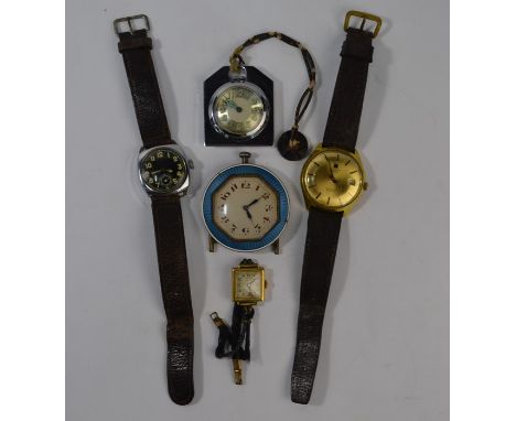 A lady's vintage Art Deco 18ct gold wristwatch with 16mm square silver dial and 15-jewel Swiss movement, Glasgow Import 1931,