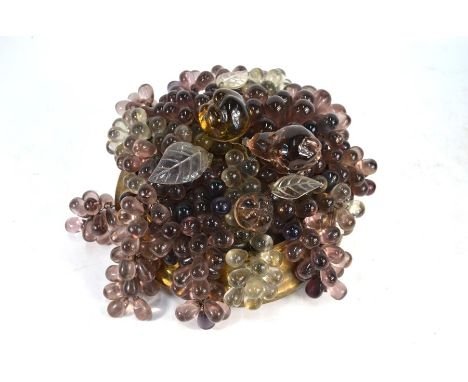 A Continental table-light, set with glass grapes and other fruit, 25 cm diam