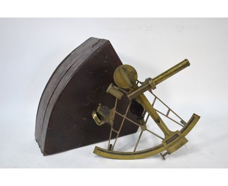 A Georgian brass sextant with 8 in radius and silvered scale, rosewood handle, by Banks, 441 The Strand London, with three op