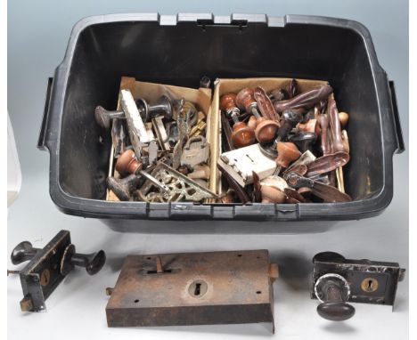 A good collection of late 19th and early 20th Century architectural door fittings, with many Victorian handles, bakelite Art 