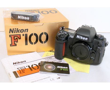Nikon F100 camera body, serial no. 2054542, boxed with instruction manual. 