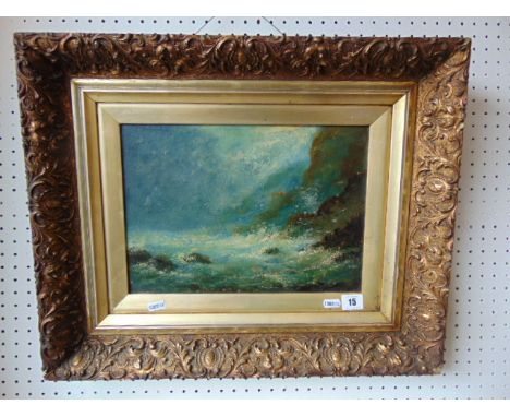 A gilt framed oil on board, seascape, signed