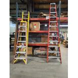 (5) Fiberglass Step Ladders, up to 12', & Fiberglass Extension Ladder