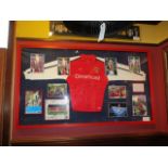 Arsenal team jersey and sign player photo won 2002 English Premier League and F.A Cup, 74in w x 42-