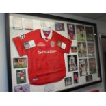Manchester United 98/99 Champions League signed shirt, 64-1/2in w x 45in hgt
