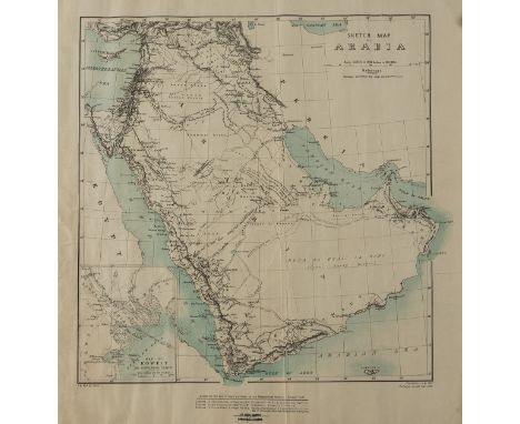 Middle East.- War Office (Geographical Section) Sketch Map of Arabia, map of the peninsula, with inset map of 'Koweit', sever