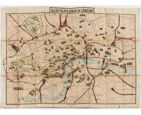 London.- Smith &amp; Sons (Charles) Illustrated Map of London, map of London from Hyde Park to Islington, and Whitechapel to 