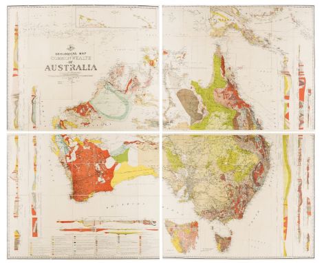 Australia.- Geology.- David (Sir Tannatt William Edgeworth) Geological Map of the Commonwealth of Australia, large colour-pri