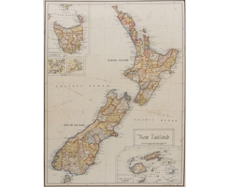 New Zealand.- Hockin (W. R. C.) New Zealand, manuscript map of the two islands, with inset maps of Tasmania and Fiji, pen and