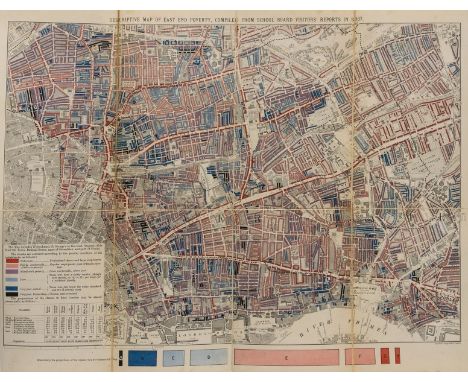 London.- Booth (Charles) Descriptive Map of East End Poverty, Compiled from School Board Reports' in 1887, folding plan of Ea