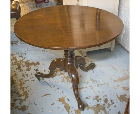 TRIPOD TABLE, George III mahogany with circular fixed top, 72cm H x 92cm. (restorations)