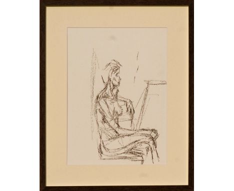 ALBERTO GIACOMETTI 'Annette seated in profile', original lithograph, 1961, published by Maeght, 38cm x 27cm, framed and glaze