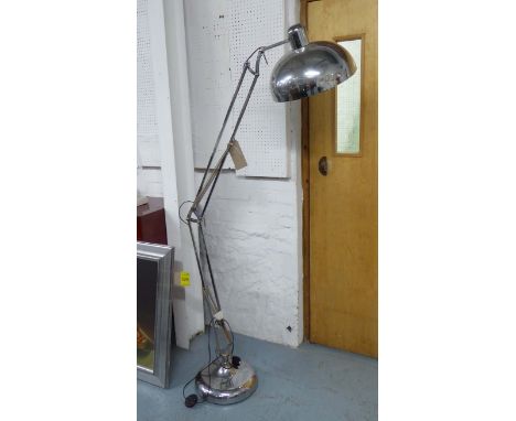 ANGLEPOISE STYLE FLOOR LAMP, polished metal, approx 175cm H.