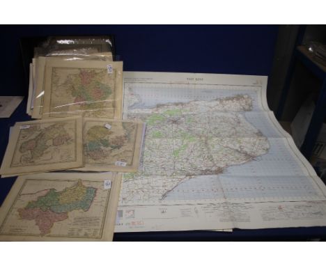 A COLLECTION OF 15 ORDNANCE SURVEY MAPS OF BRITAIN, together with 19 smaller maps to include Brecknockshire, Westmorland, Her