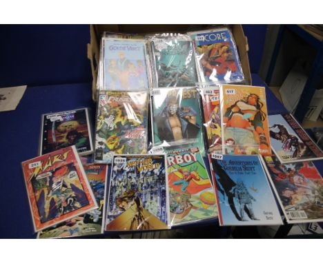 A TRAY OF ASSORTED COMICS, to include Ice Age On The World Of Magic, Bullwhip, Priest, The Crasaders, Airboy etc (TRAY NOT IN