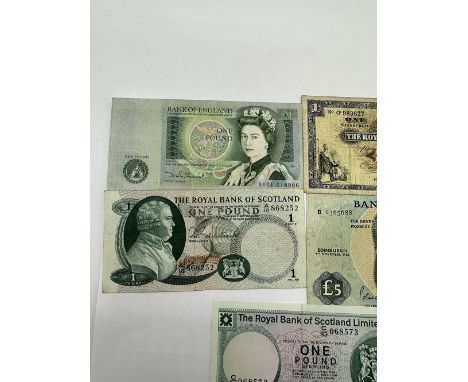 A collection of British vintage bank notes