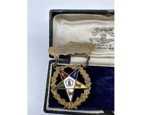 2x ladies eastern Star masonic badges / jewells, enameled vintage badges