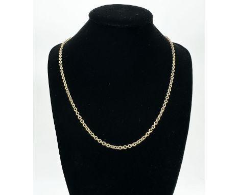 An 18ct yellow gold solid belcher link chain, length 18 inches, approx weight 16.5 grams