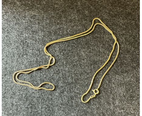 An 18ct yellow gold fancy chain,
27 inches in length,
boxed heron bone style link,
approx weight 5.3g
in lovely condition