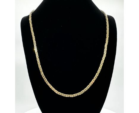 An 18ct yellow gold Byzantine chain, approx 41 grams, 22i inches long, 3mm x 3mm thick and wide, in great condition, 