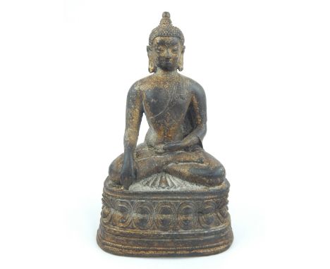 South east Asian cast bronze seated, 15cm h.