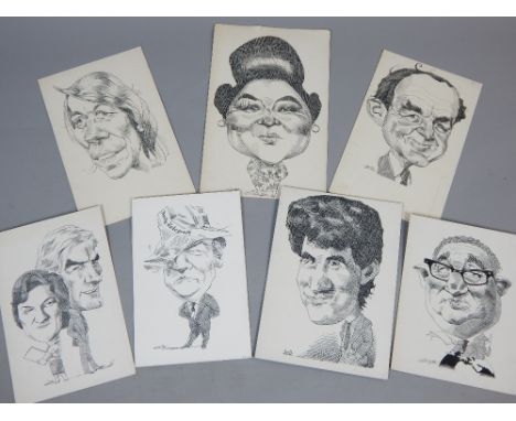 David Smith, British, 20th C, portrait cartoons of political and world interest, all titled, inc. Henry Kissinger, Imelda Mar