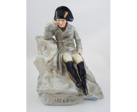 20th century German ceramic figure of Napoleon in Exile, 22cm h