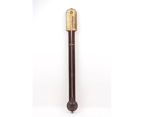A George III mahogany mercury stick barometer, of typical form, signed J. Wisker, York, 91cm high (VAT charged on the hammer 